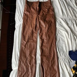 Brown leather zara pants